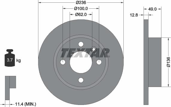 Textar 92090400 - Тормозной диск autospares.lv