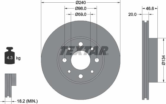 Textar 92090300 - Тормозной диск autospares.lv