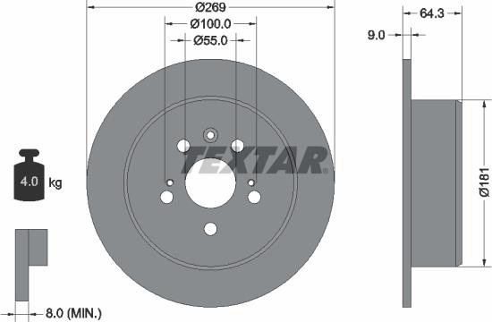 Textar 92090700 - Тормозной диск autospares.lv