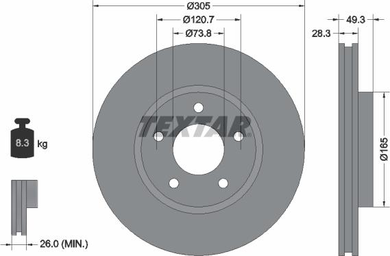 Textar 92098905 - Тормозной диск autospares.lv