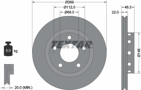 Textar 92098400 - Тормозной диск autospares.lv