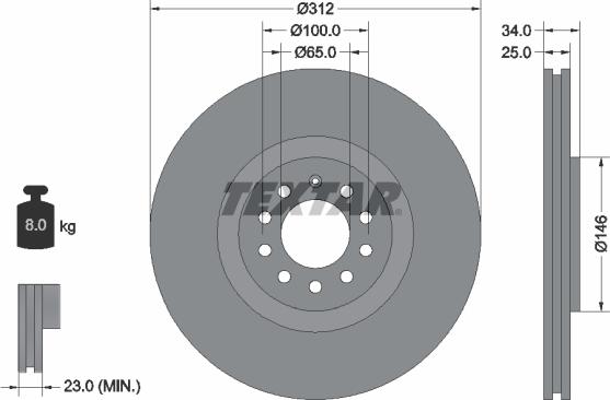Textar 92098503 - Тормозной диск autospares.lv