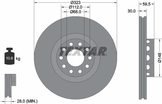 Textar 92098305 - Тормозной диск autospares.lv