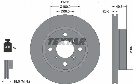 Textar 92093200 - Тормозной диск autospares.lv