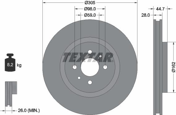 Textar 92092900 - Тормозной диск autospares.lv