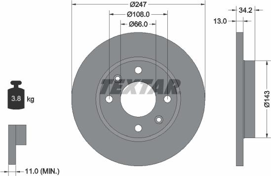 Textar 92092800 - Тормозной диск autospares.lv