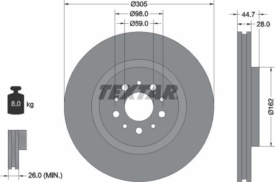 Textar 92092700 - Тормозной диск autospares.lv