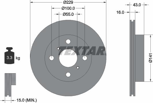 Textar 92097900 - Тормозной диск autospares.lv