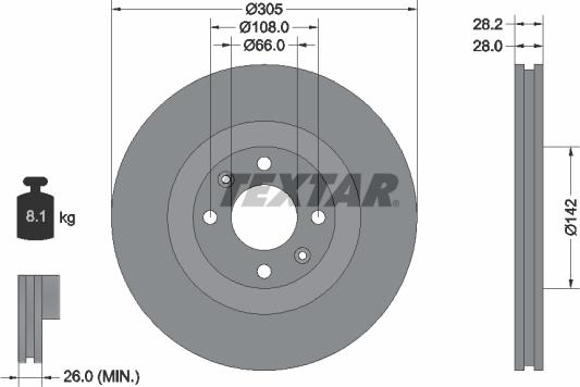 Textar 92097100 - Тормозной диск autospares.lv