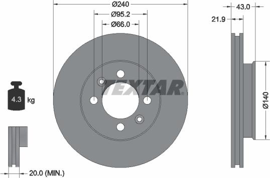 Textar 92044500 - Тормозной диск autospares.lv