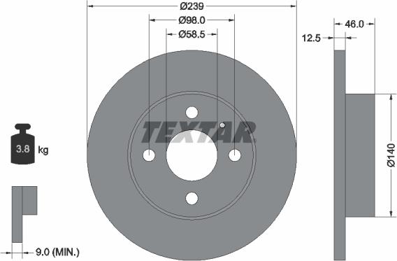 Textar 92044000 - Тормозной диск autospares.lv