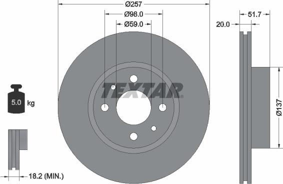 Textar 92044200 - Тормозной диск autospares.lv