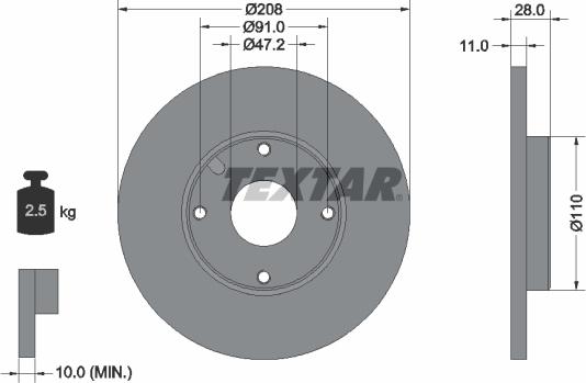 Textar 92045200 - Тормозной диск autospares.lv