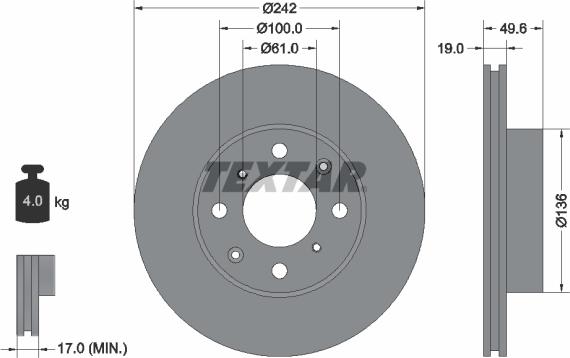 Textar 92046200 - Тормозной диск autospares.lv