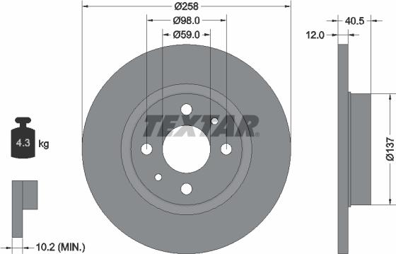 Textar 92041500 - Тормозной диск autospares.lv