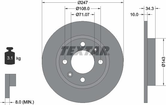 Textar 92048200 - Тормозной диск autospares.lv