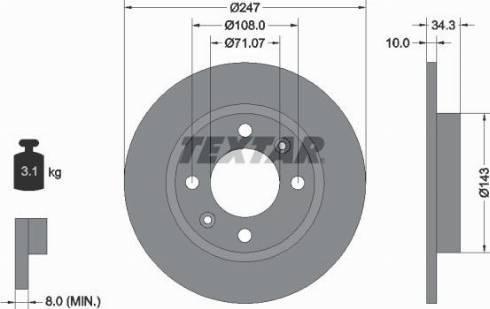 Textar 92048203 - Тормозной диск autospares.lv
