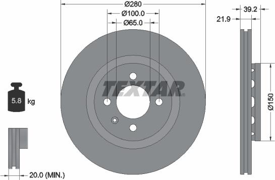 Textar 92043500 - Тормозной диск autospares.lv