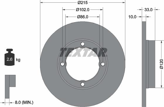 Textar 92043800 - Тормозной диск autospares.lv