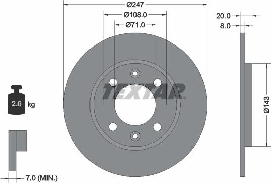 Textar 92043200 - Тормозной диск autospares.lv