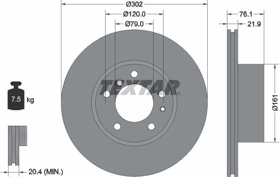 Textar 92042200 - Тормозной диск autospares.lv