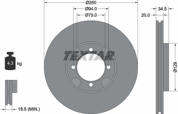 Textar 92047200 - Тормозной диск autospares.lv