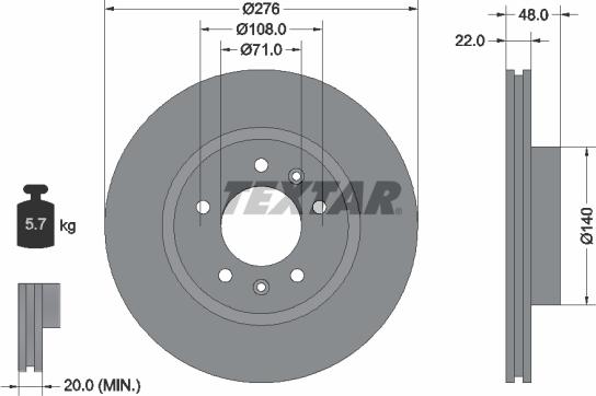 Textar 92054400 - Тормозной диск autospares.lv