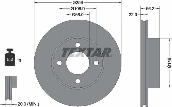 Textar 92054200 - Тормозной диск autospares.lv