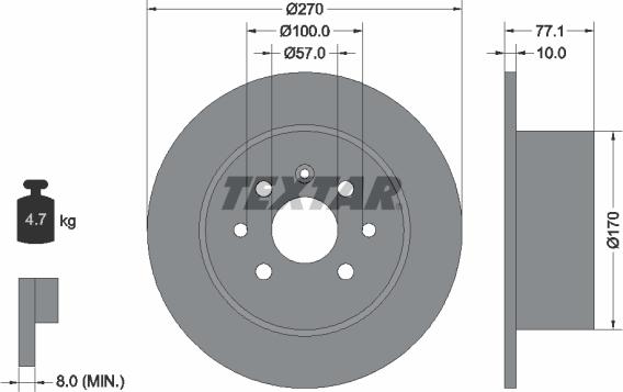 Textar 92054700 - Тормозной диск autospares.lv