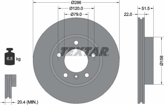 Textar 92055603 - Тормозной диск autospares.lv