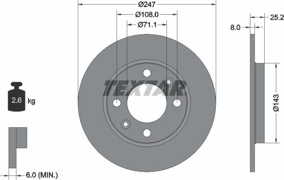 Textar 92055003 - Тормозной диск autospares.lv