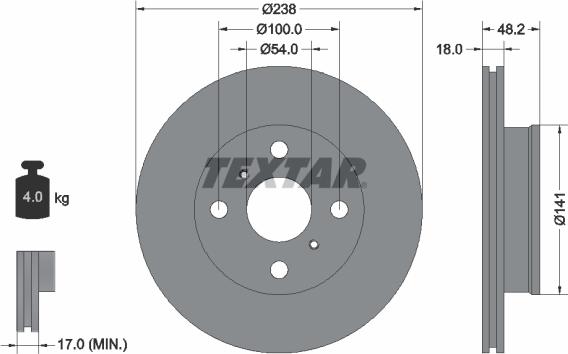 Textar 92055800 - Тормозной диск autospares.lv