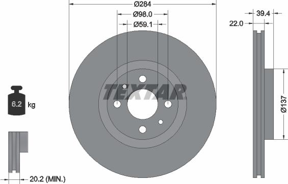 Textar 92055200 - Тормозной диск autospares.lv