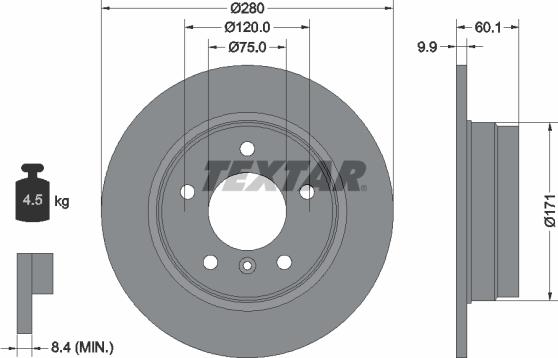 Textar 92055700 - Тормозной диск autospares.lv