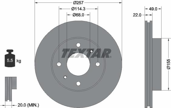 Textar 92056303 - Тормозной диск autospares.lv