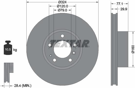 Textar 92058305 - Тормозной диск autospares.lv