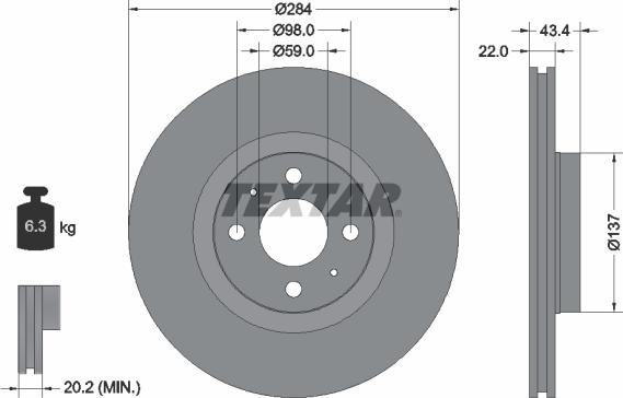 Textar 92053500 - Тормозной диск autospares.lv