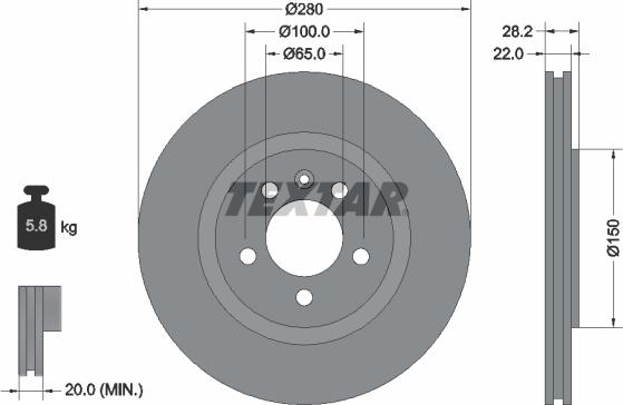 Textar 92057100 - Тормозной диск autospares.lv
