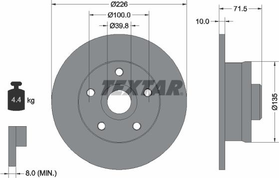 Textar 92057205 - Тормозной диск autospares.lv