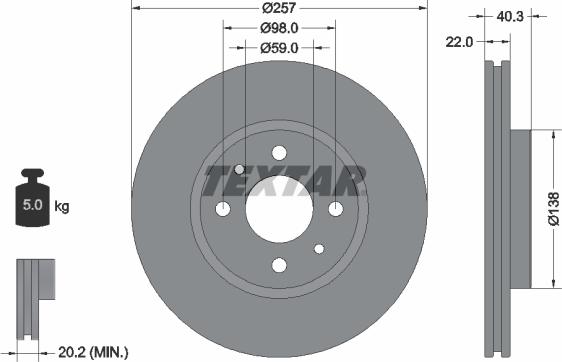 Textar 92069605 - Тормозной диск autospares.lv