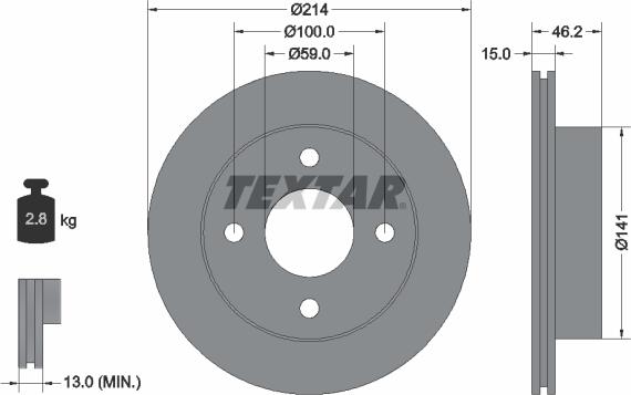 Textar 92069800 - Тормозной диск autospares.lv
