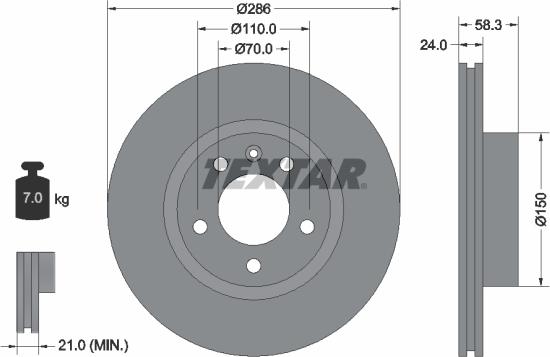 Textar 92066903 - Тормозной диск autospares.lv