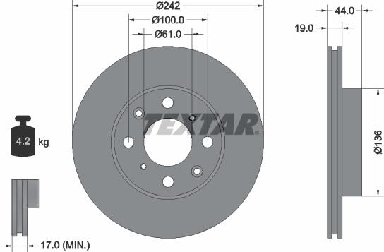 Textar 92060700 - Тормозной диск autospares.lv