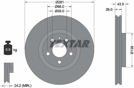 Textar 92061000 - Тормозной диск autospares.lv