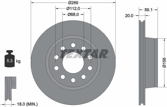 Textar 92068400 - Тормозной диск autospares.lv