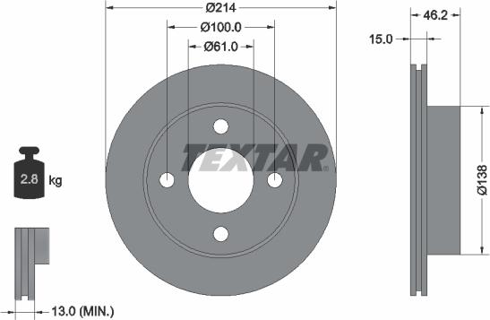 Textar 92068000 - Тормозной диск autospares.lv