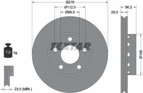 Textar 92068100 - Тормозной диск autospares.lv