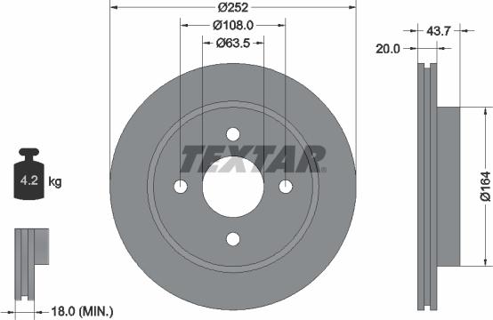 Textar 92063603 - Тормозной диск autospares.lv
