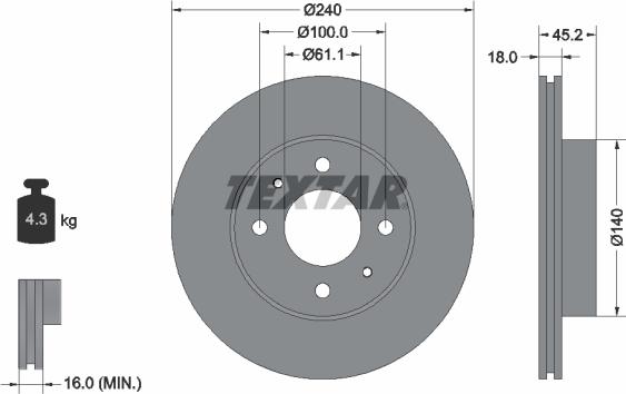 Textar 92063200 - Тормозной диск autospares.lv