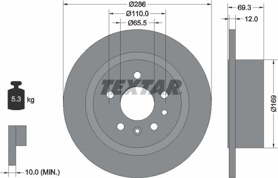 Textar 92067000 - Тормозной диск autospares.lv